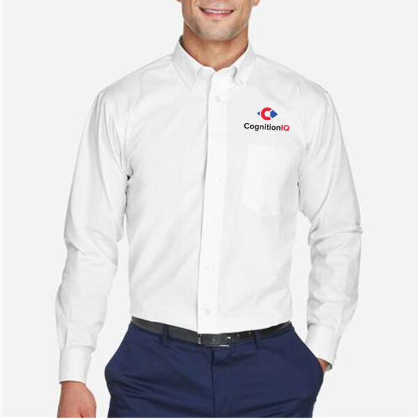 Devon & Jones Mens Crown Collection Oxford Woven Dress Shirt - Embroidered Logo Thumbnail