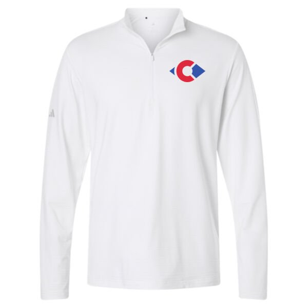 Adidas Mens Textured Stripe Quarter Zip Pullover - Embroidered Logo Thumbnail